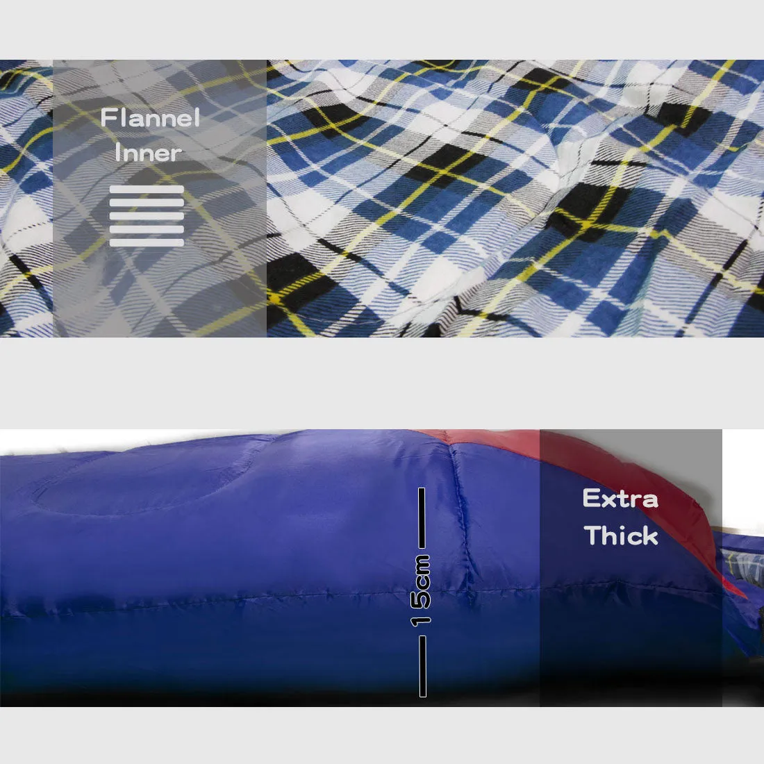 -20°C Sleeping Bag Bags Single Outdoor Camping Hiking Tent Winter Thermal Flannel