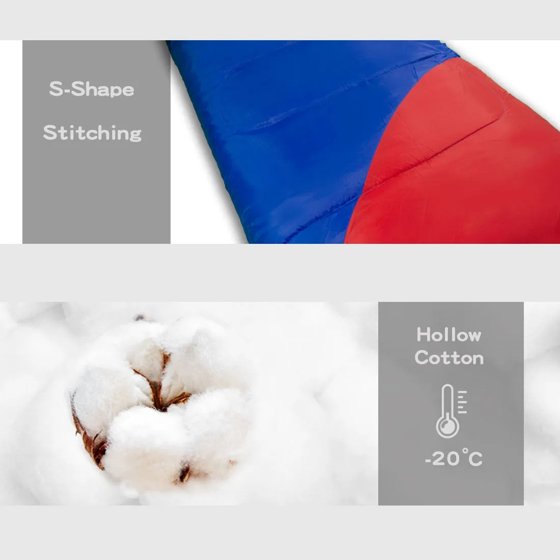 -20°C Sleeping Bag Bags Single Outdoor Camping Hiking Tent Winter Thermal Flannel