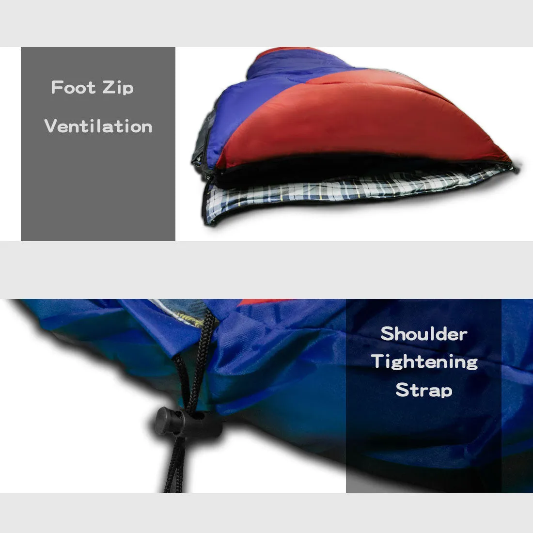 -20°C Sleeping Bag Bags Single Outdoor Camping Hiking Tent Winter Thermal Flannel