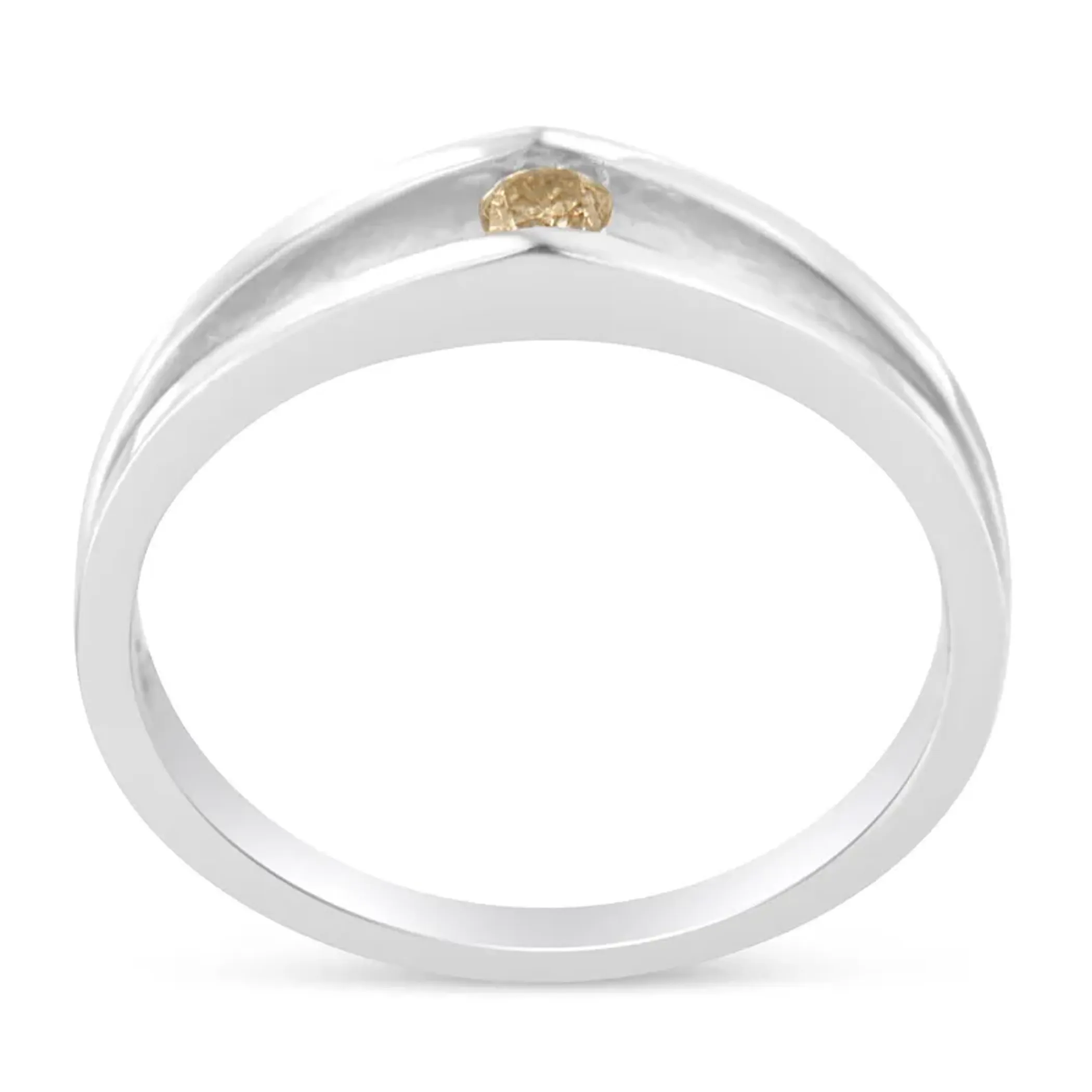 10K White Gold 1/10 Ct Round-Brilliant Cut Champagne Diamond Tension Set Solitaire Promise Ring (Champagne Color, SI2-I1 Clarity)