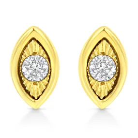 10K Yellow Gold Plated .925 Sterling Silver 1/10 Cttw Miracle-Set Diamond Stud Earrings - Choice of Shapes