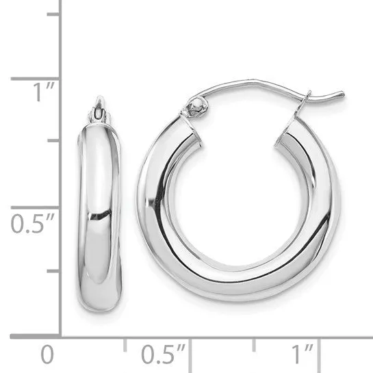 14K W Gold 21mm High Polished Hoop Earrings
