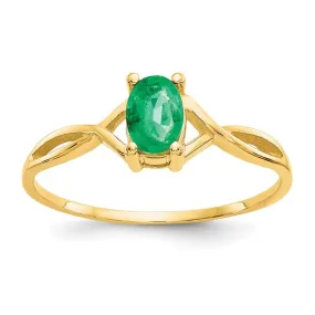 14K White Gold Emerald Birthstone Ring