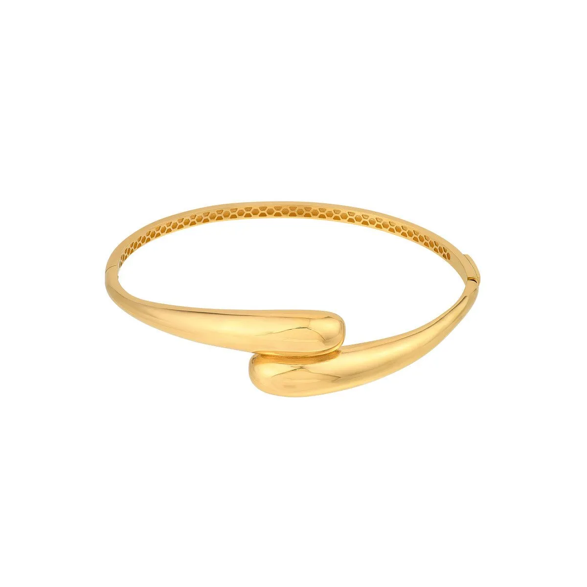 14K Yellow Gold Bypass Polished Bangle Bracelet
