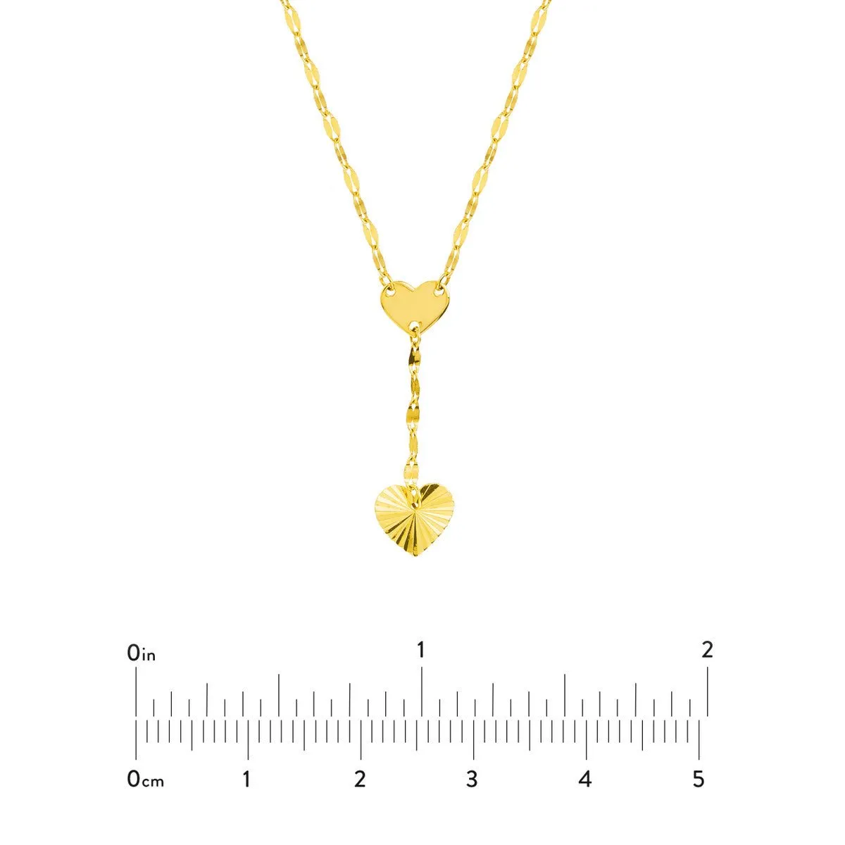 14K Yellow Gold High Polished & Radiant Cut Heart Drop Baby Necklace