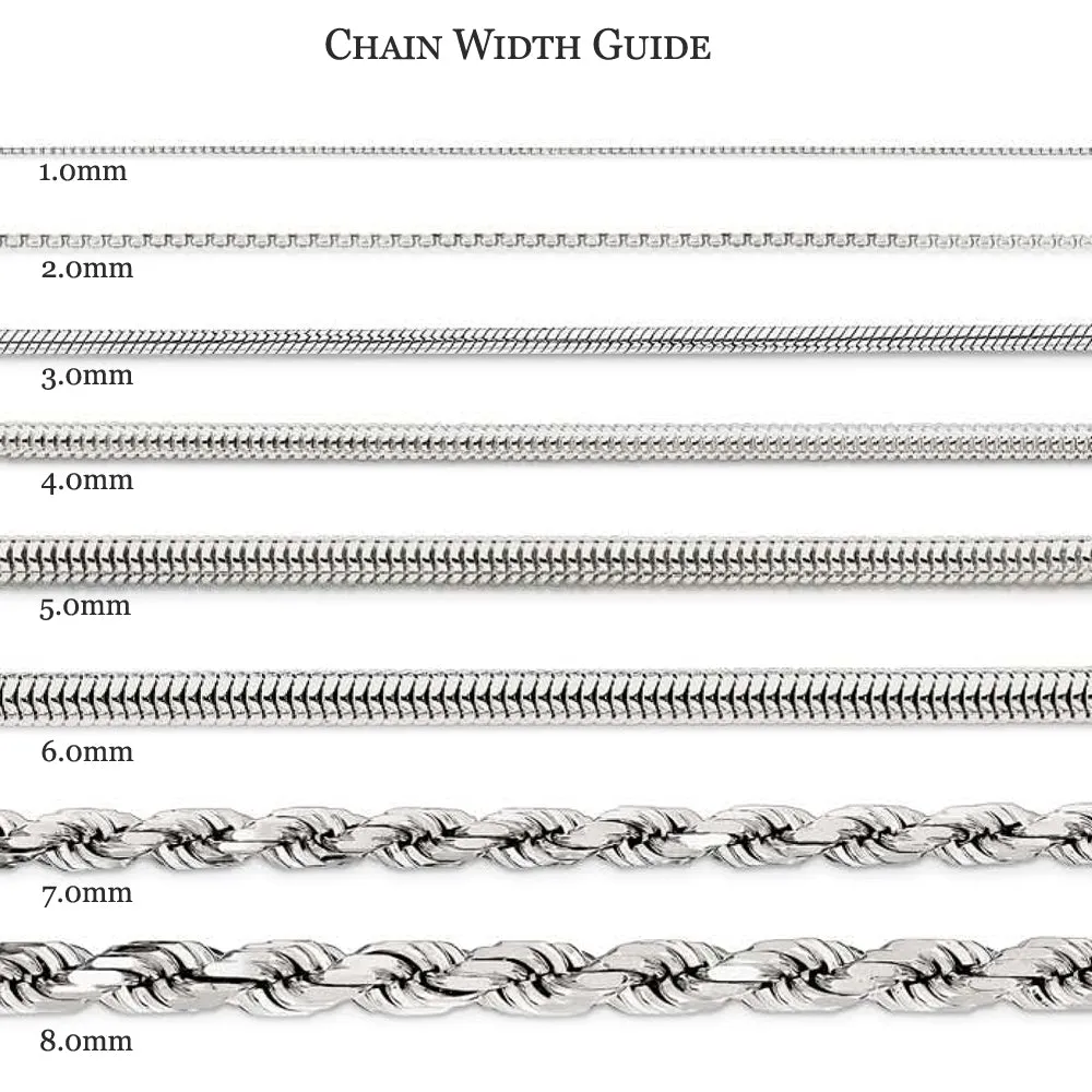 1.4mm 14k White Gold Solid Classic Cable Chain Necklace