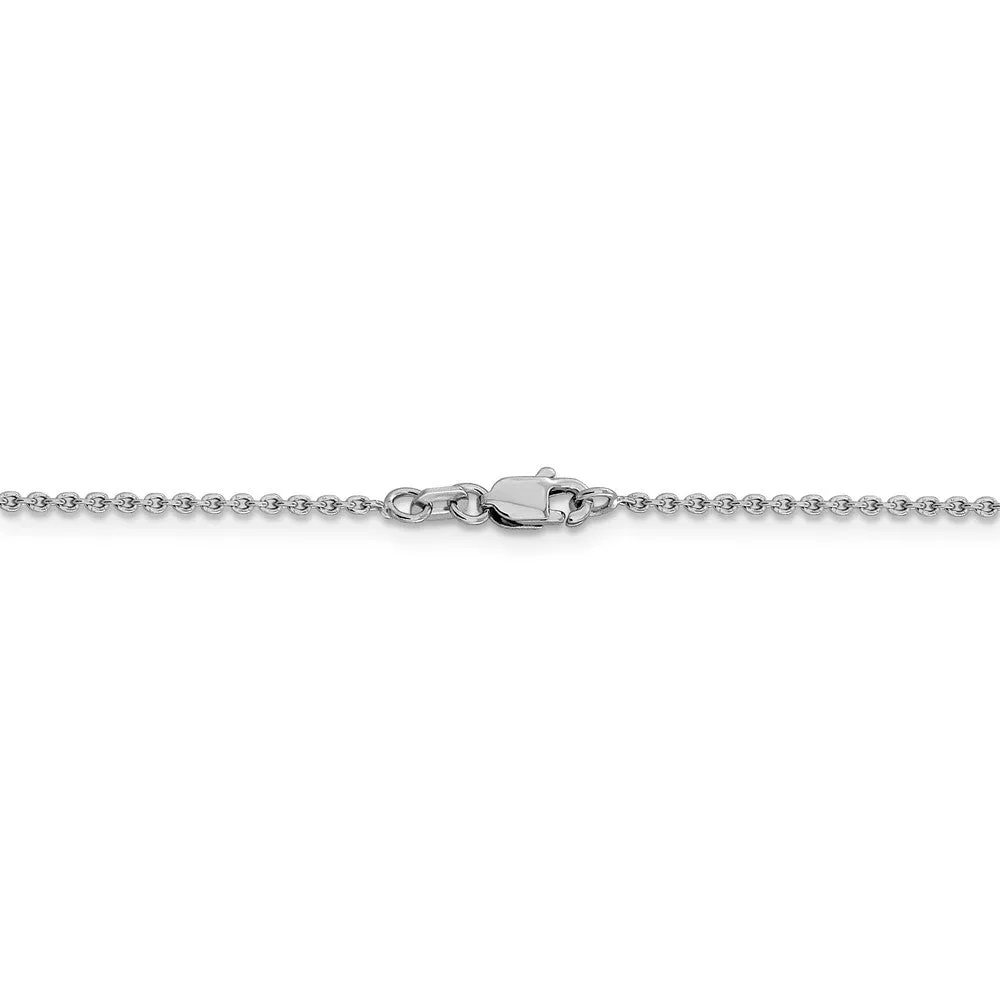 1.4mm 14k White Gold Solid Classic Cable Chain Necklace