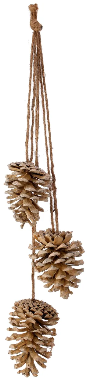 18" Triple Painted Pine Cone Hanging Drop with Jute Rope