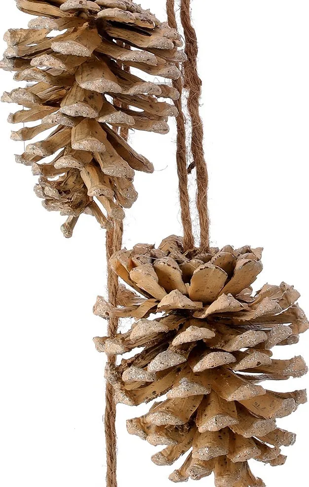 18" Triple Painted Pine Cone Hanging Drop with Jute Rope