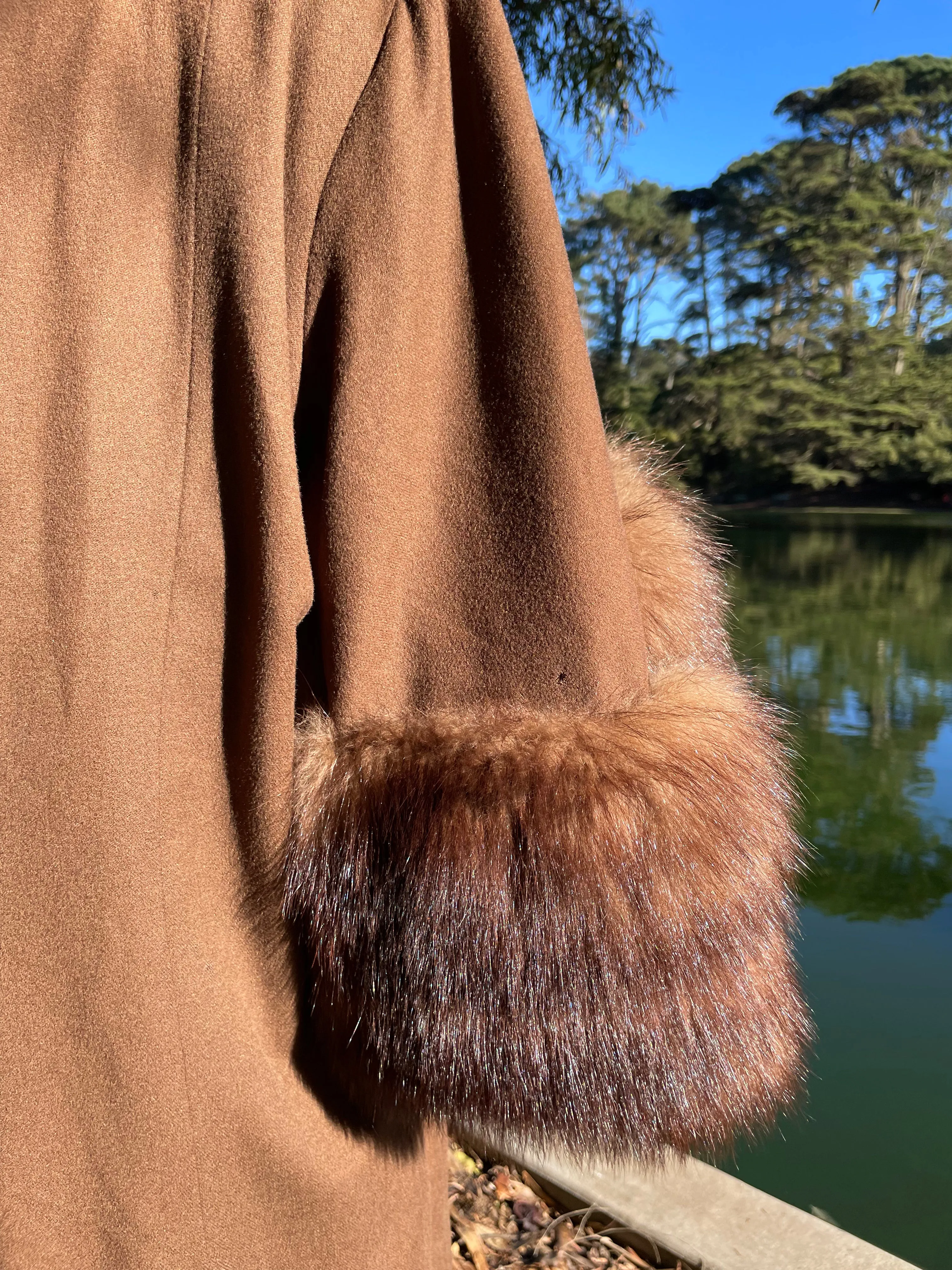 1940s Made In Paris Wool & Fur Trim Swing Coat