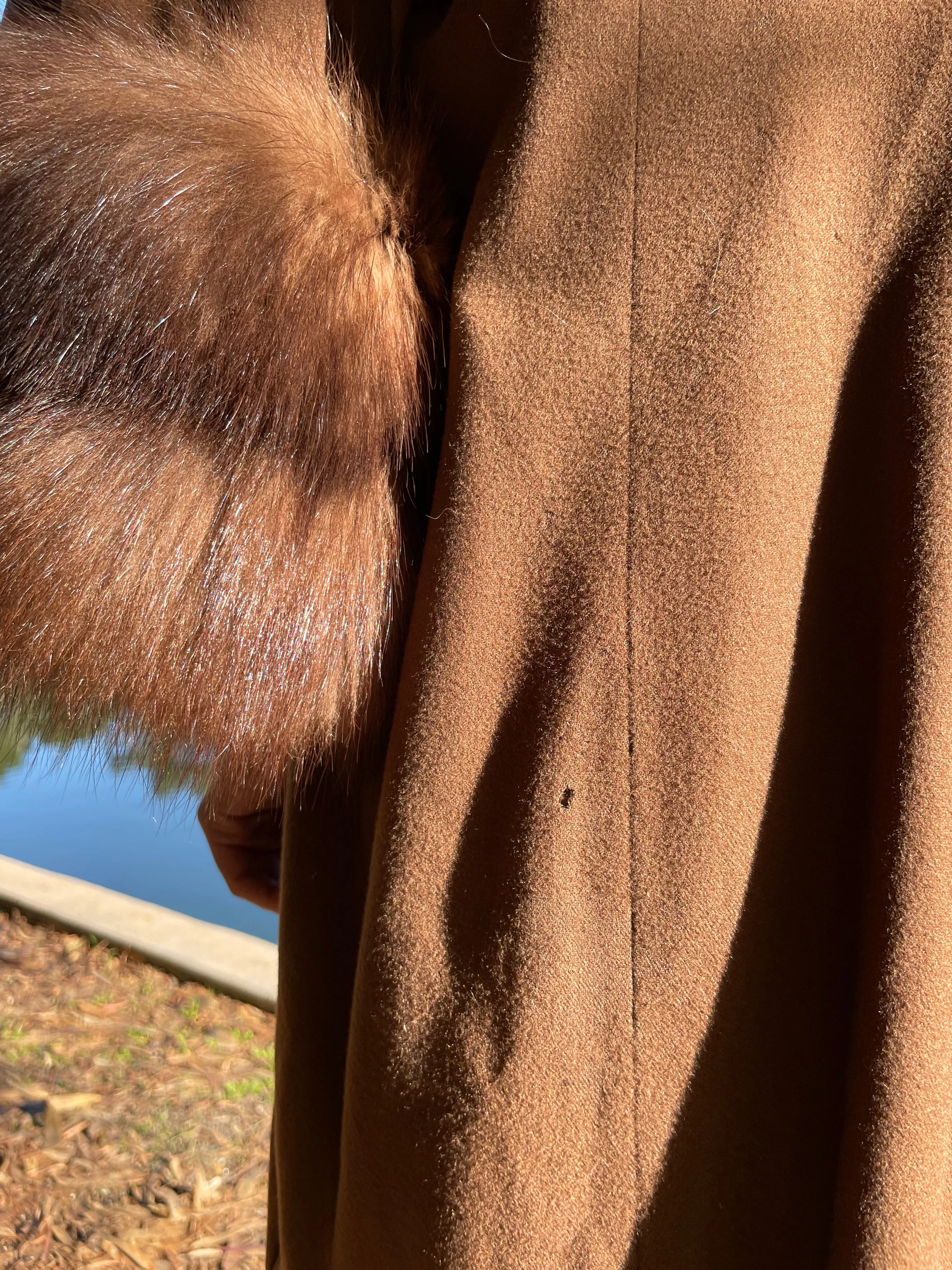 1940s Made In Paris Wool & Fur Trim Swing Coat