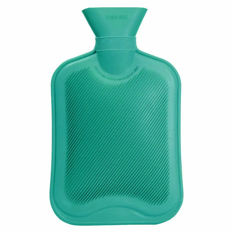 2000ML Hot Water Bottle Thick Rubber Bag Warmer Heat, Ast color 14"x7.25" (1 Pack)