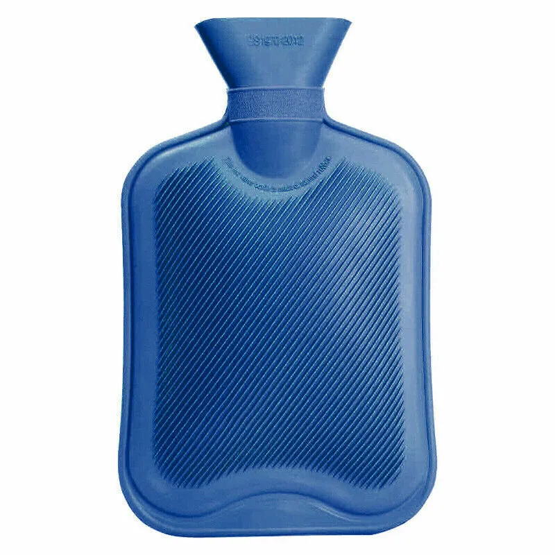 2000ML Hot Water Bottle Thick Rubber Bag Warmer Heat, Ast color 14"x7.25" (1 Pack)