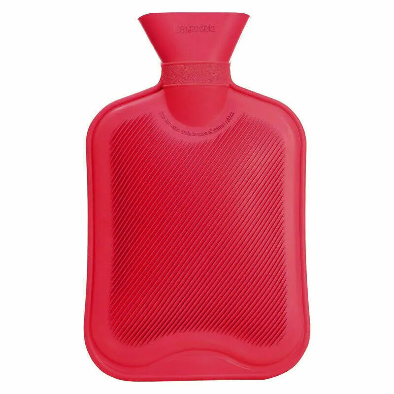 2000ML Hot Water Bottle Thick Rubber Bag Warmer Heat, Ast color 14"x7.25" (1 Pack)