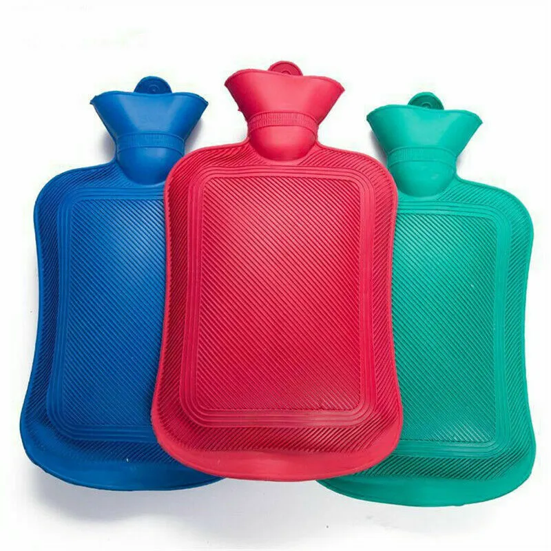2000ML Hot Water Bottle Thick Rubber Bag Warmer Heat, Ast color 14"x7.25" (1 Pack)