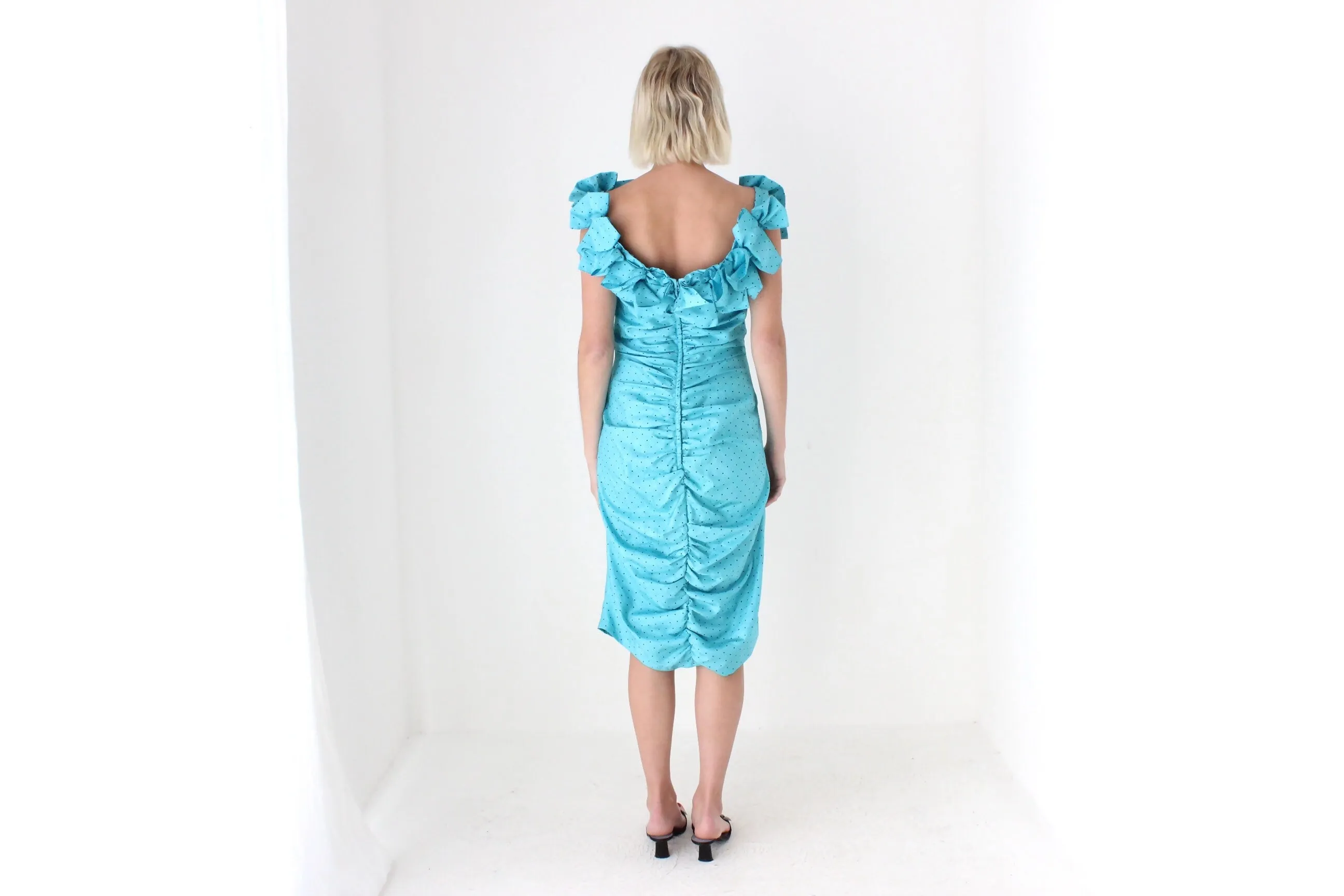 80s Taffeta Ruffle & Ruched Party Starter