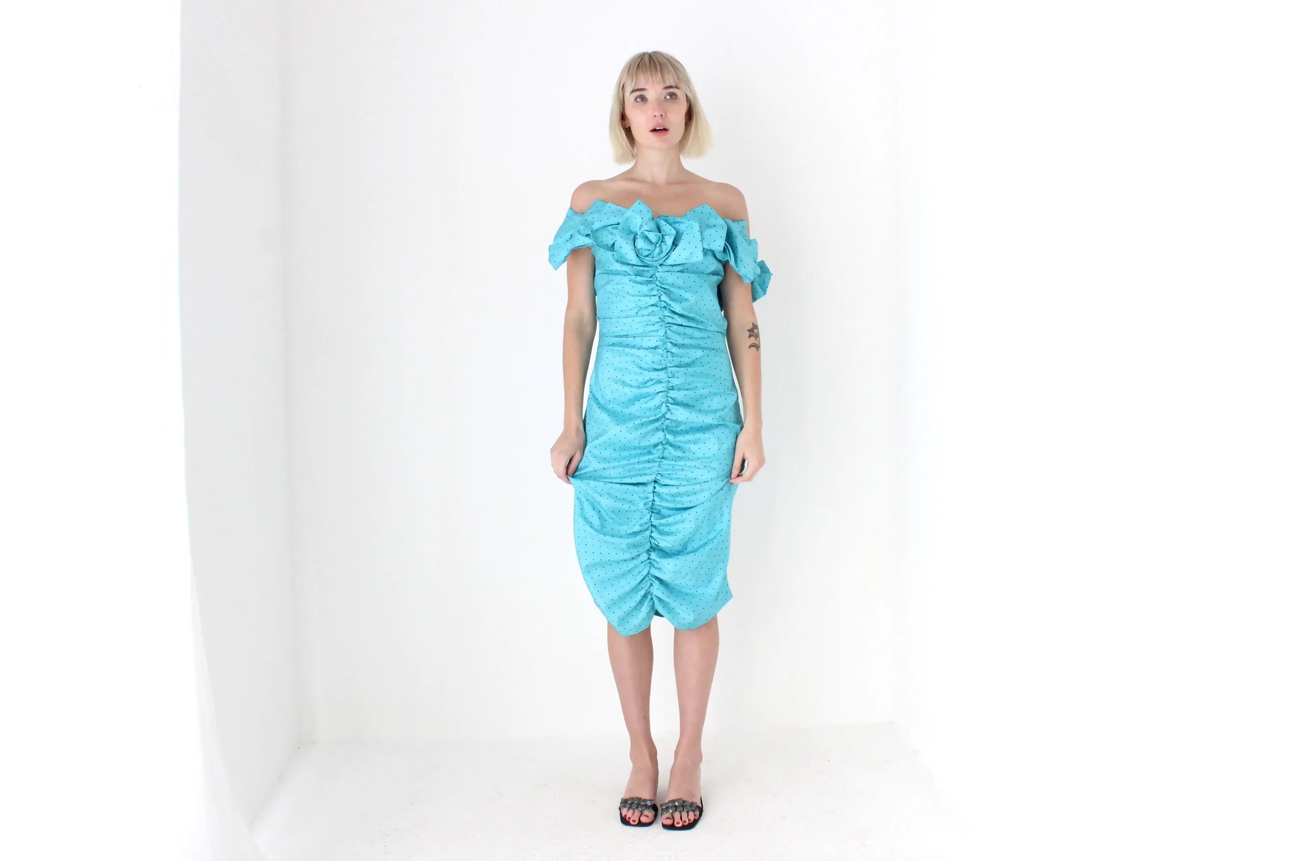 80s Taffeta Ruffle & Ruched Party Starter
