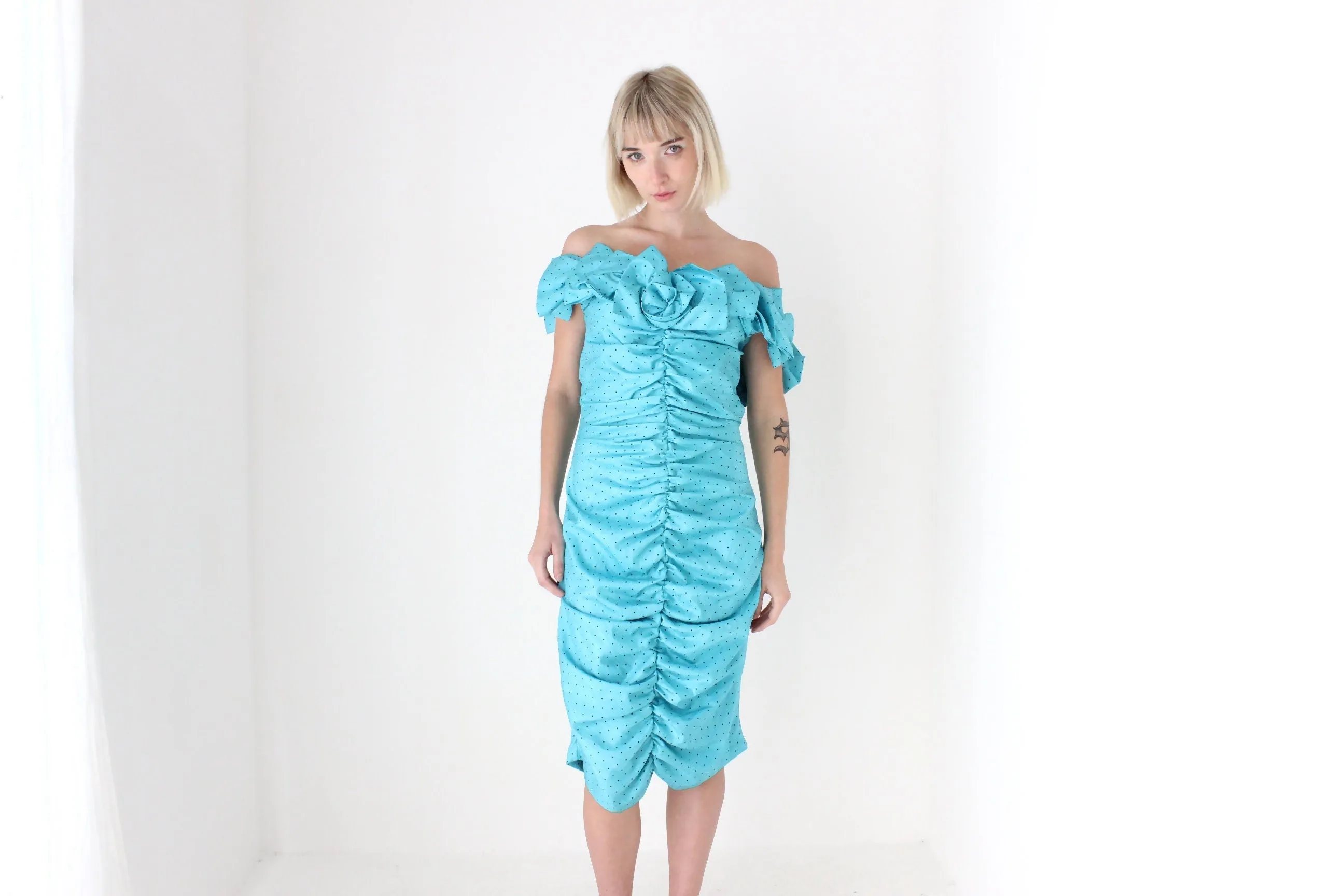 80s Taffeta Ruffle & Ruched Party Starter