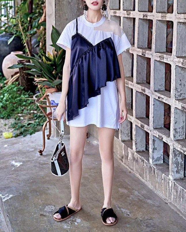 8GIRLS DESIGN FRILL FRONT DETAIL MINI SMOCK DRESS