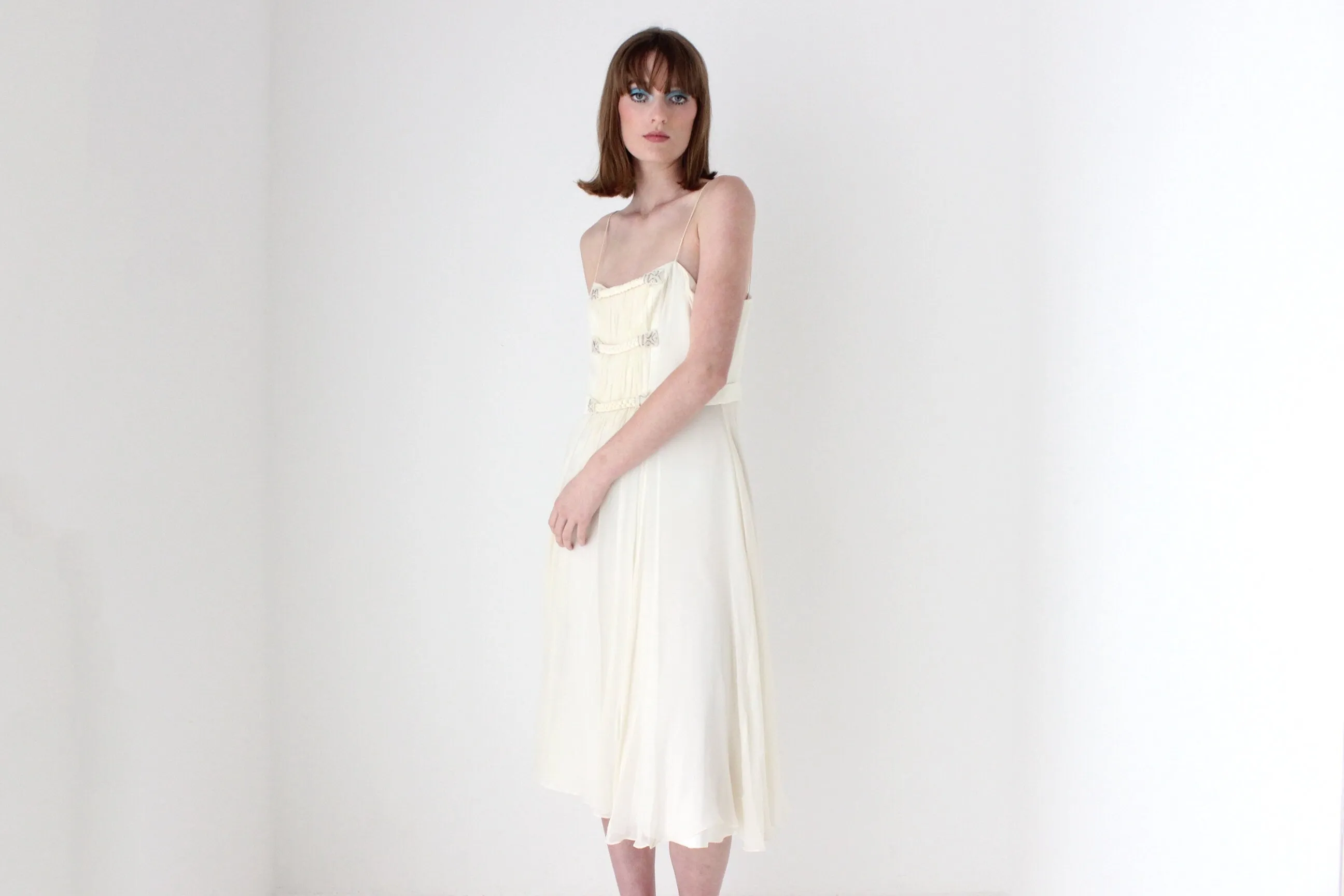 90s Lisa Ho Pure Silk Chiffon Spaghetti Strap Dress