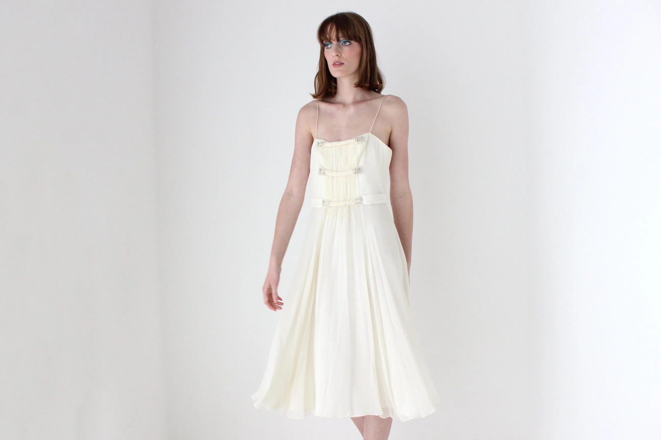 90s Lisa Ho Pure Silk Chiffon Spaghetti Strap Dress