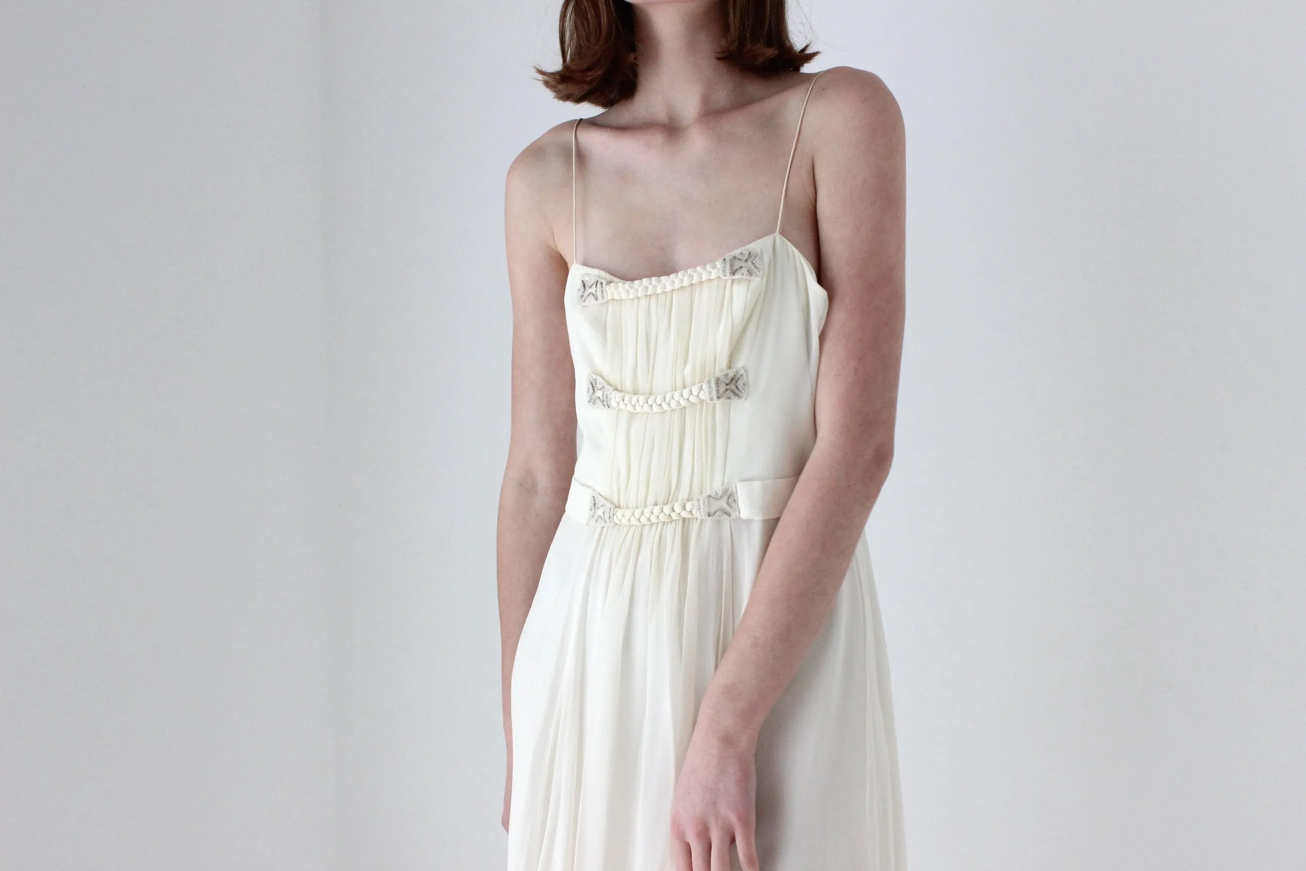 90s Lisa Ho Pure Silk Chiffon Spaghetti Strap Dress