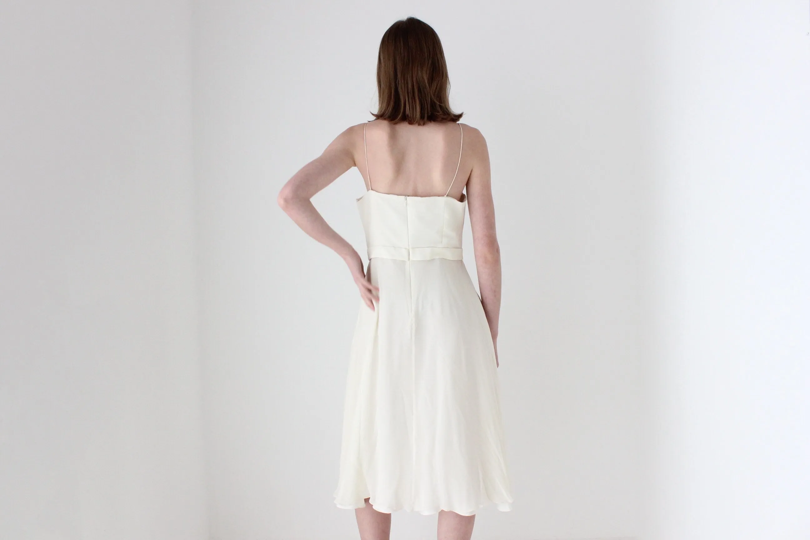 90s Lisa Ho Pure Silk Chiffon Spaghetti Strap Dress