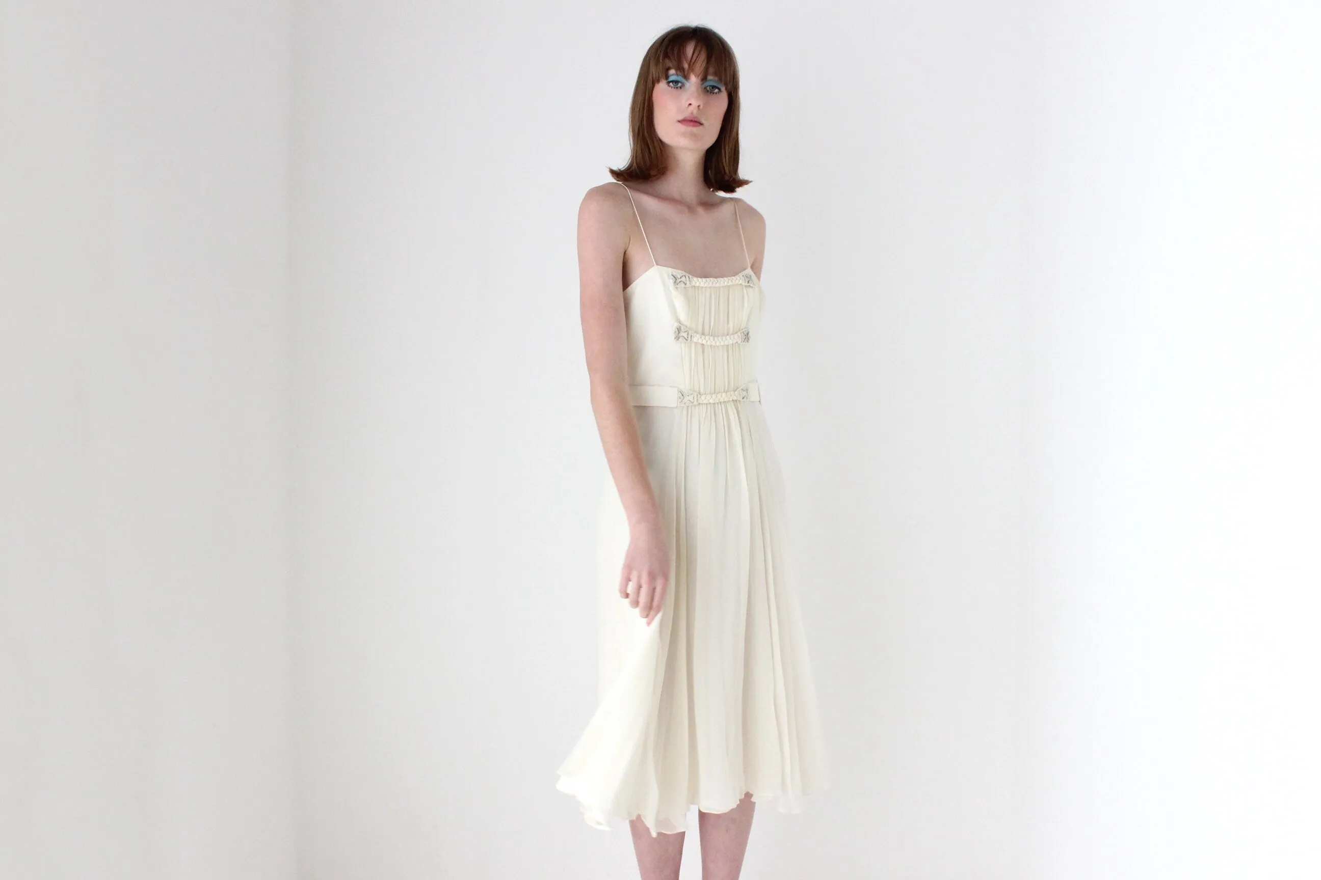 90s Lisa Ho Pure Silk Chiffon Spaghetti Strap Dress