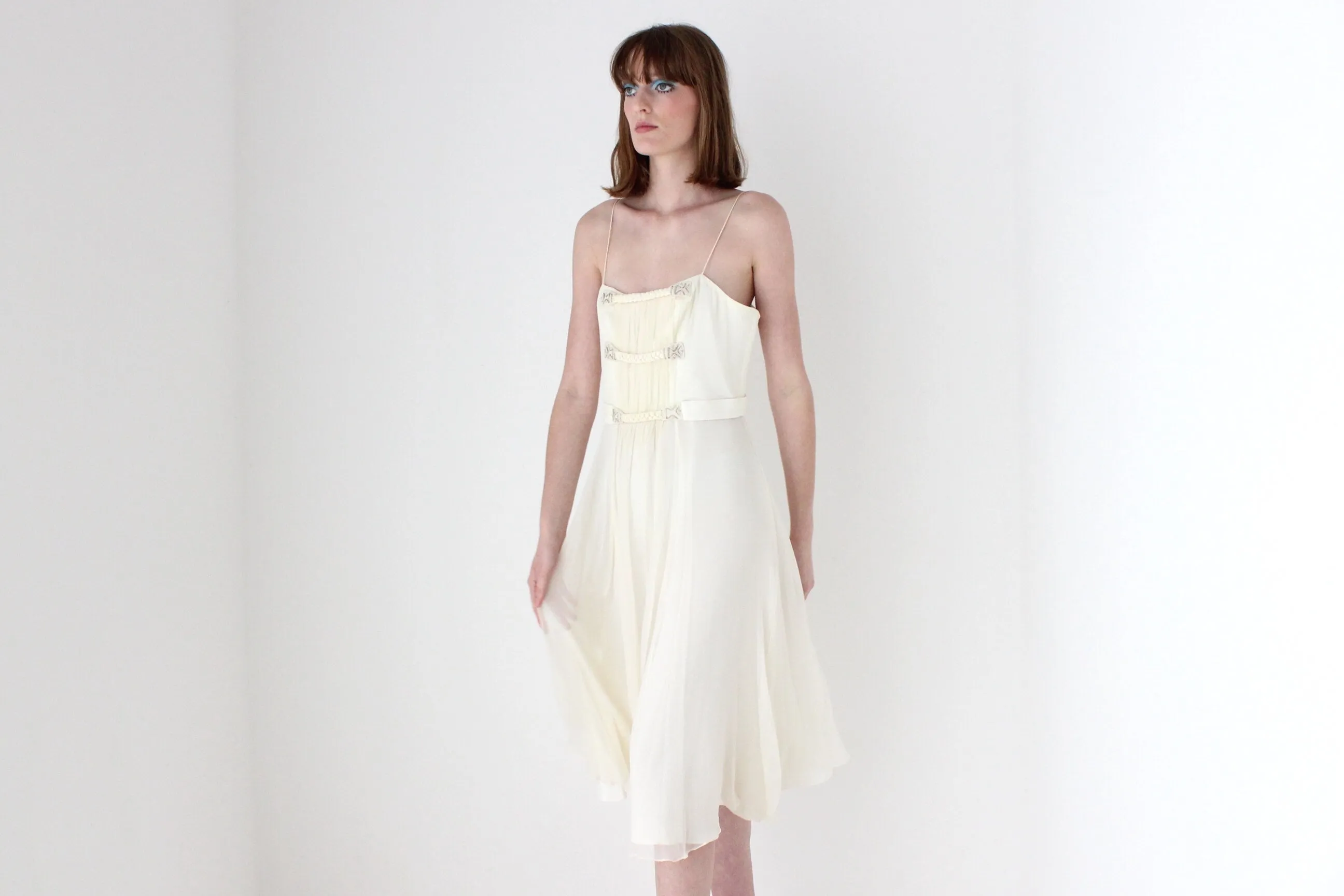 90s Lisa Ho Pure Silk Chiffon Spaghetti Strap Dress