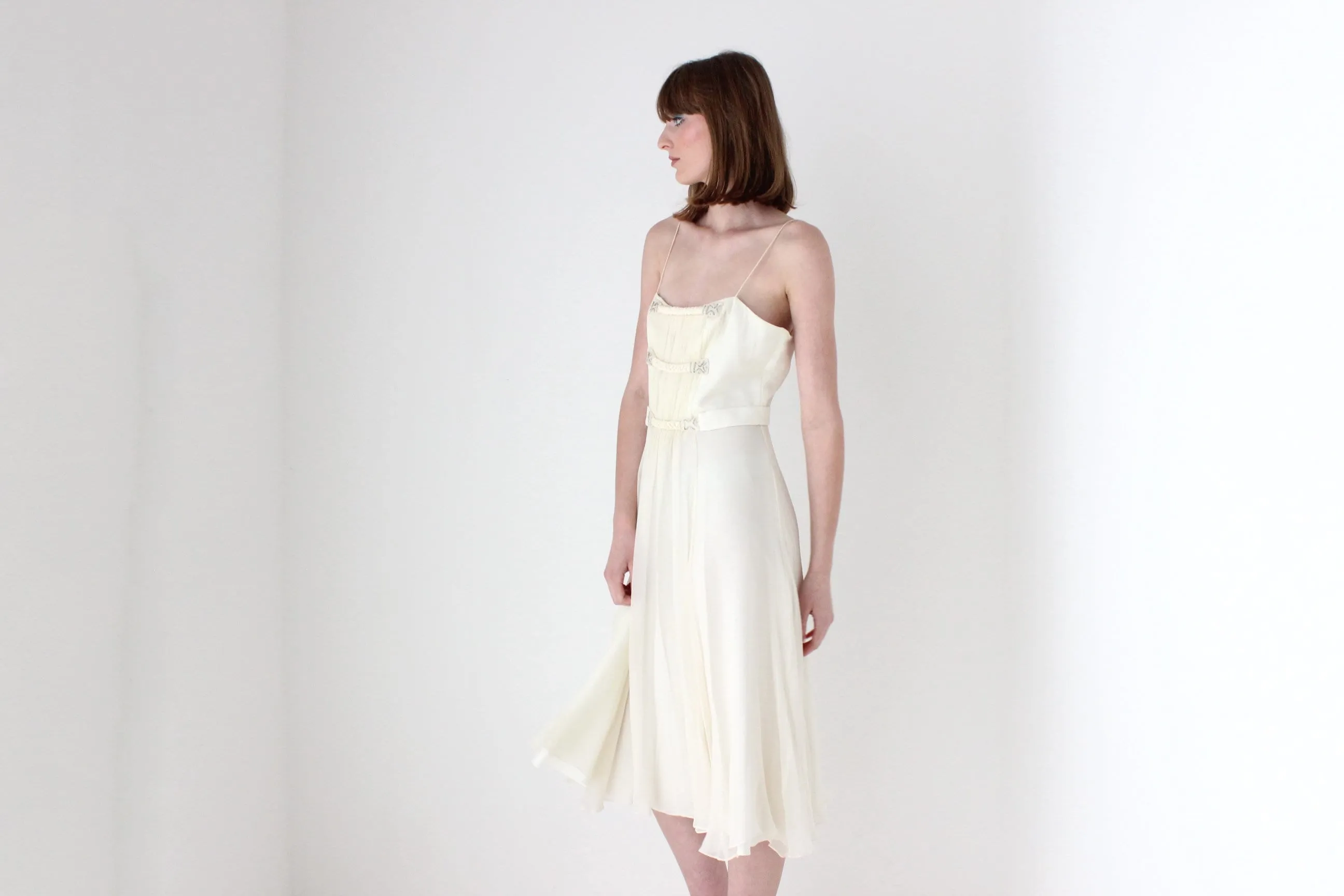 90s Lisa Ho Pure Silk Chiffon Spaghetti Strap Dress
