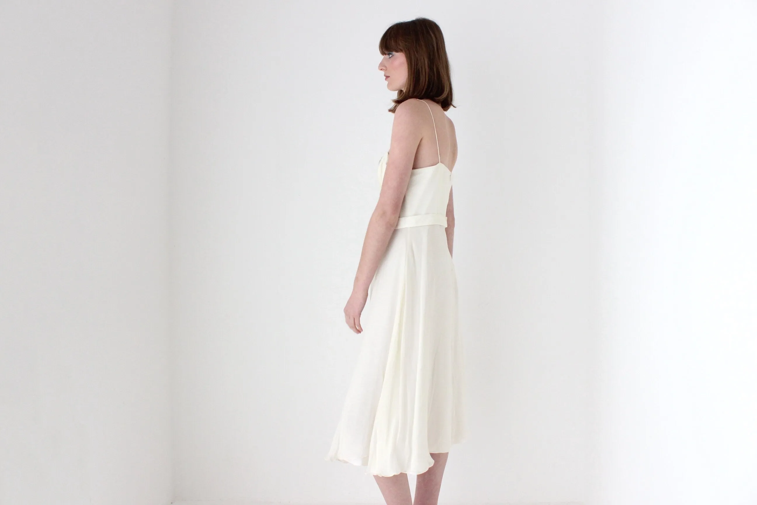 90s Lisa Ho Pure Silk Chiffon Spaghetti Strap Dress