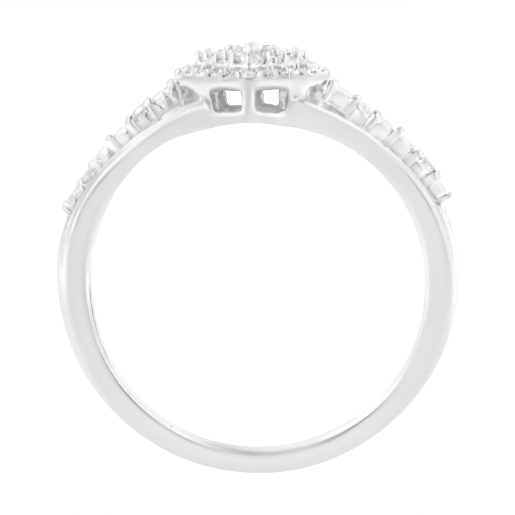 .925 Sterling Silver 1/10 Cttw Diamond Split Shank Promise Cocktail Ring (I-J Color, I1-I2 Clarity) - Color: White | Pack Of: 1