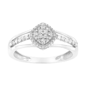 .925 Sterling Silver 1/10 Cttw Diamond Split Shank Promise Cocktail Ring (I-J Color, I1-I2 Clarity) - Color: White | Pack Of: 1