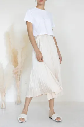 A-Line Pleated Midi Skirt Nude