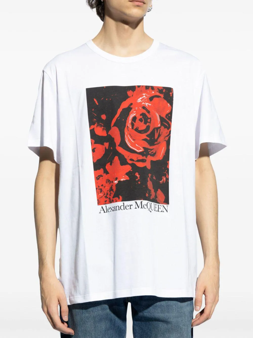 ALEXANDER MCQUEEN Vintage Red Floral Print T-Shirt for Men