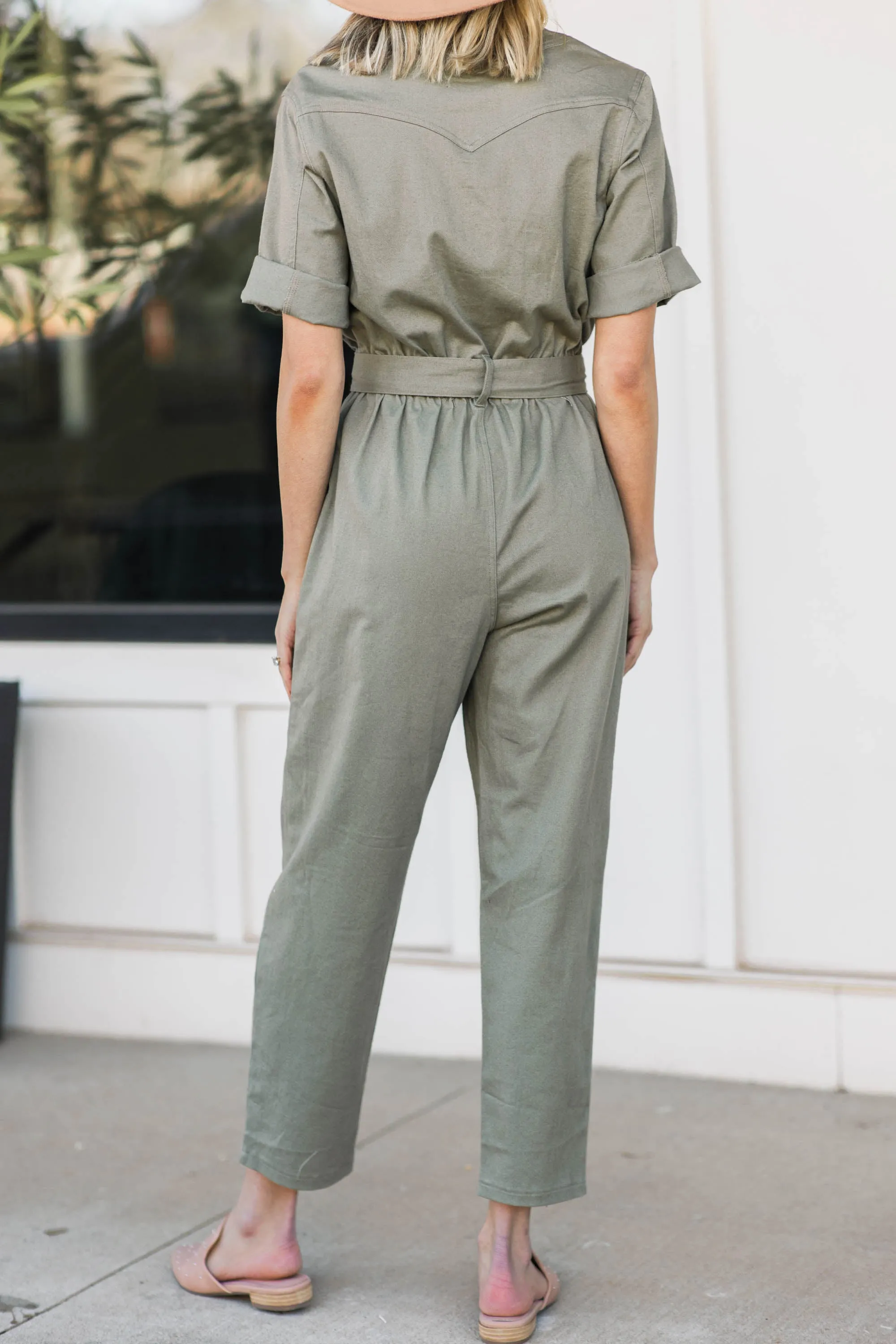 All In My Head Olive Green Utility Jumpsuit
