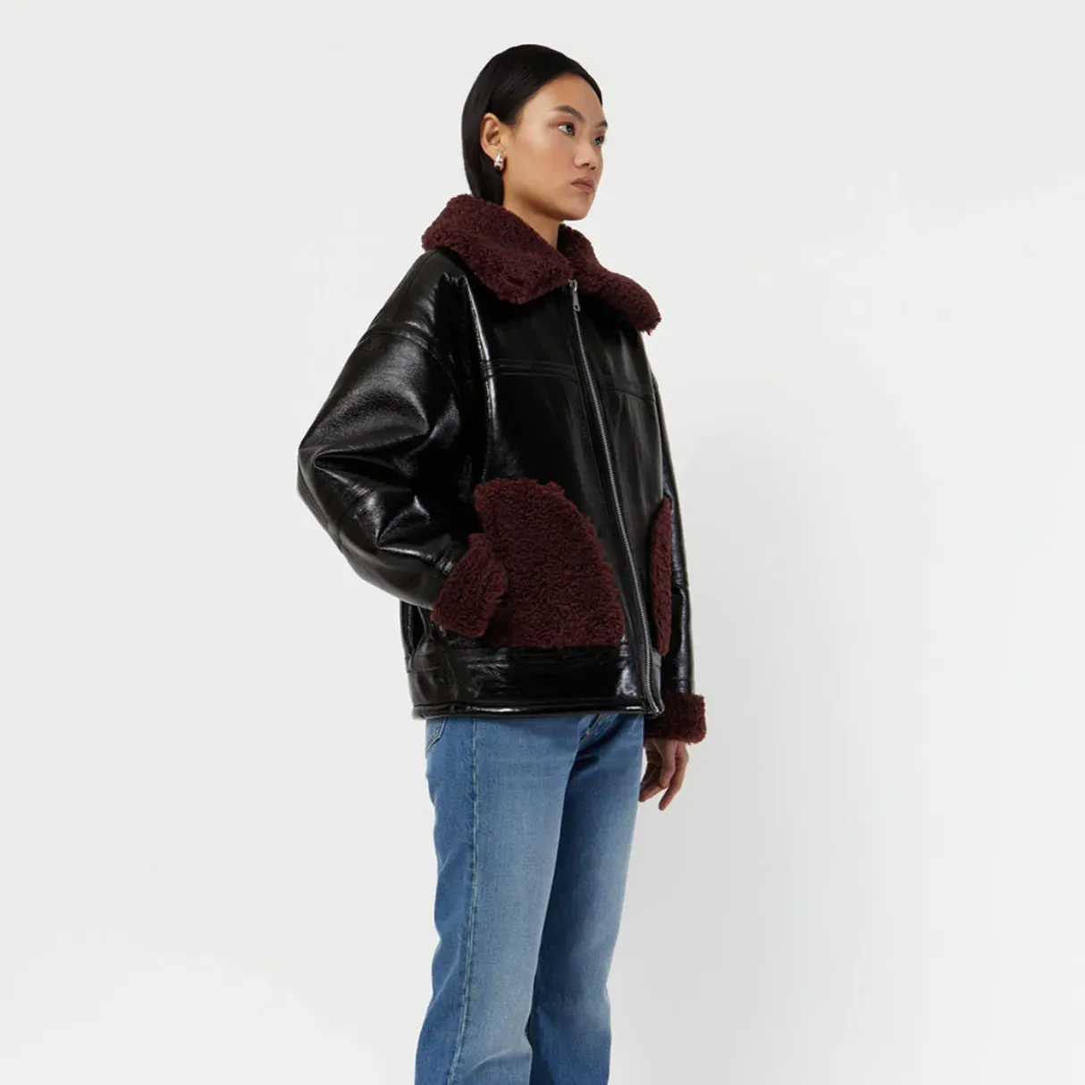 Apparis Catalina Jacket Noir and Burgundy