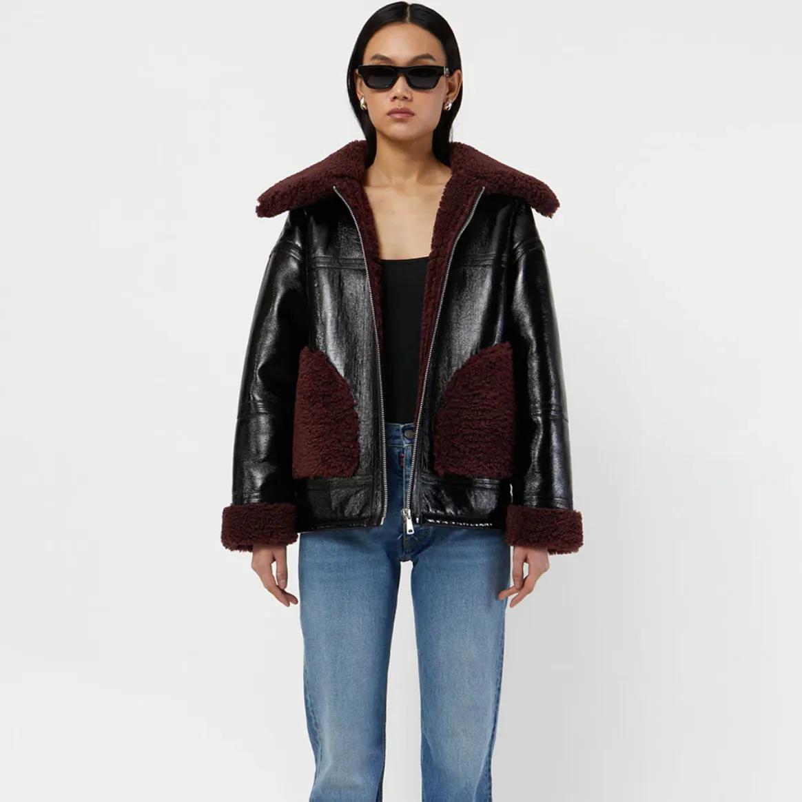 Apparis Catalina Jacket Noir and Burgundy