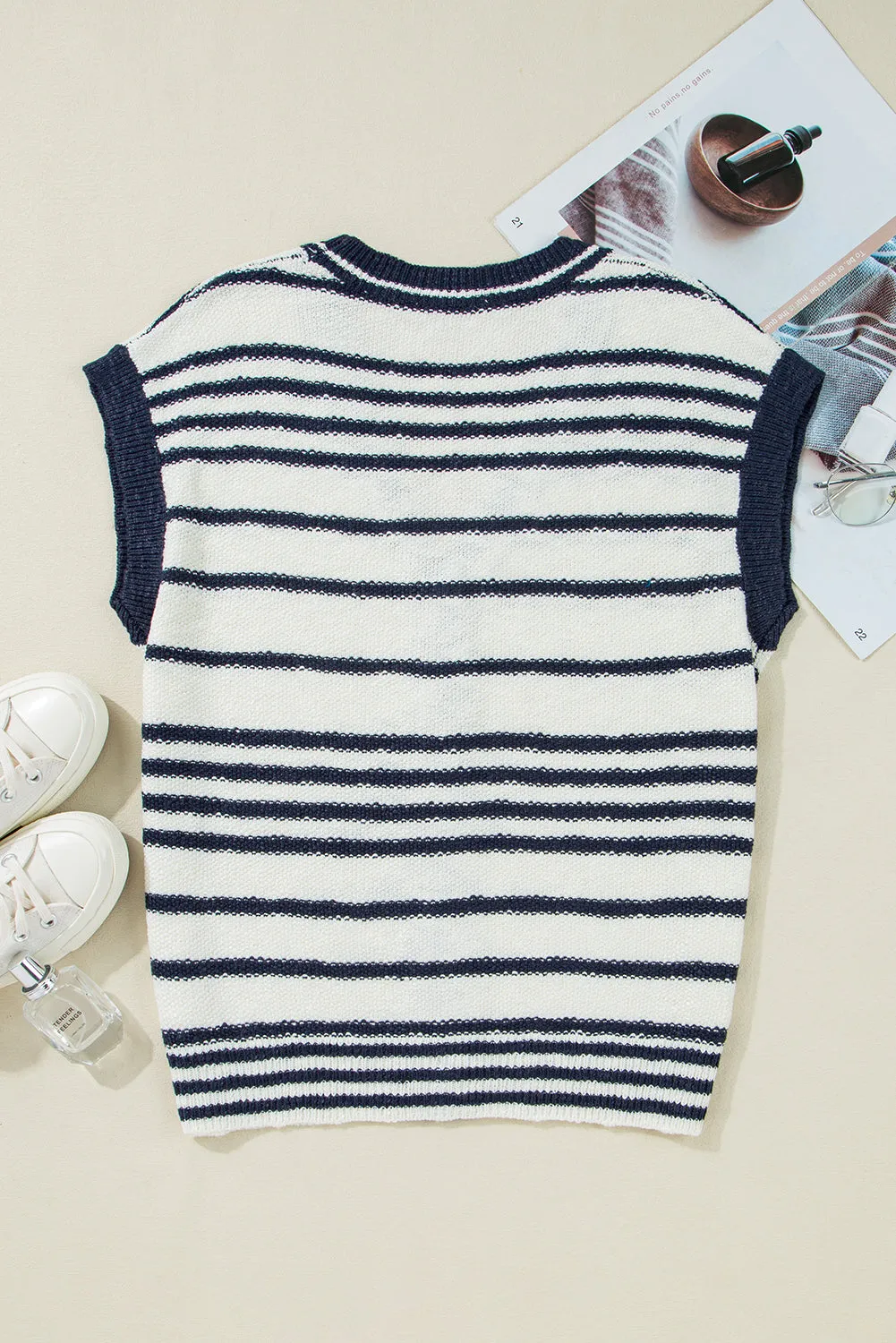 Arlette Loose Buttoned V Neck Sweater Vest