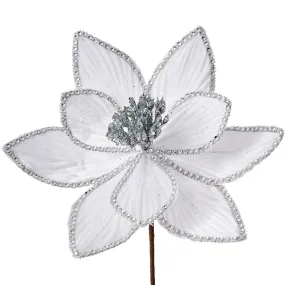 Artificial Poinsettia Flower, White, 24 cm
