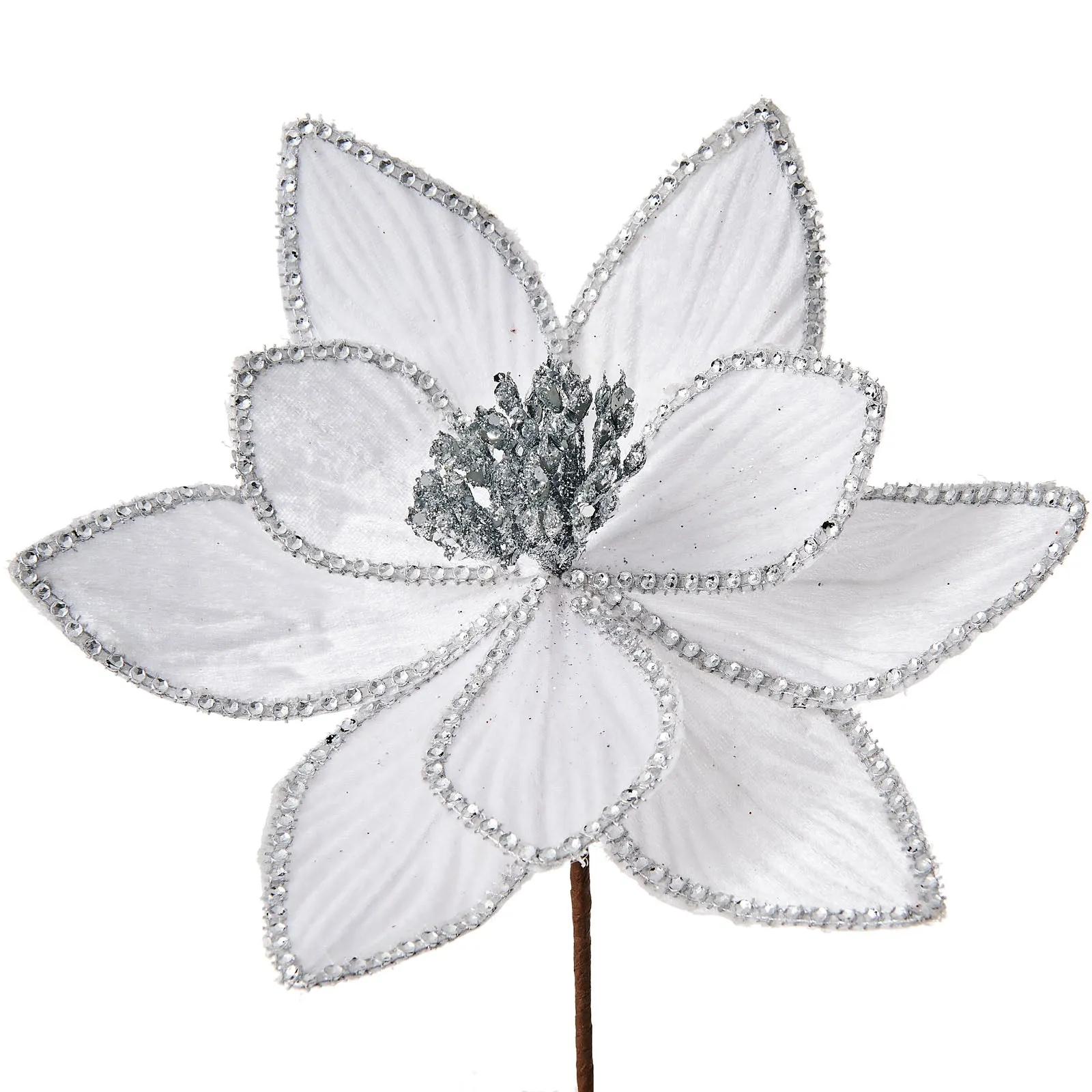 Artificial Poinsettia Flower, White, 24 cm
