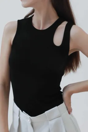 Asymmetrical Black Tank Top