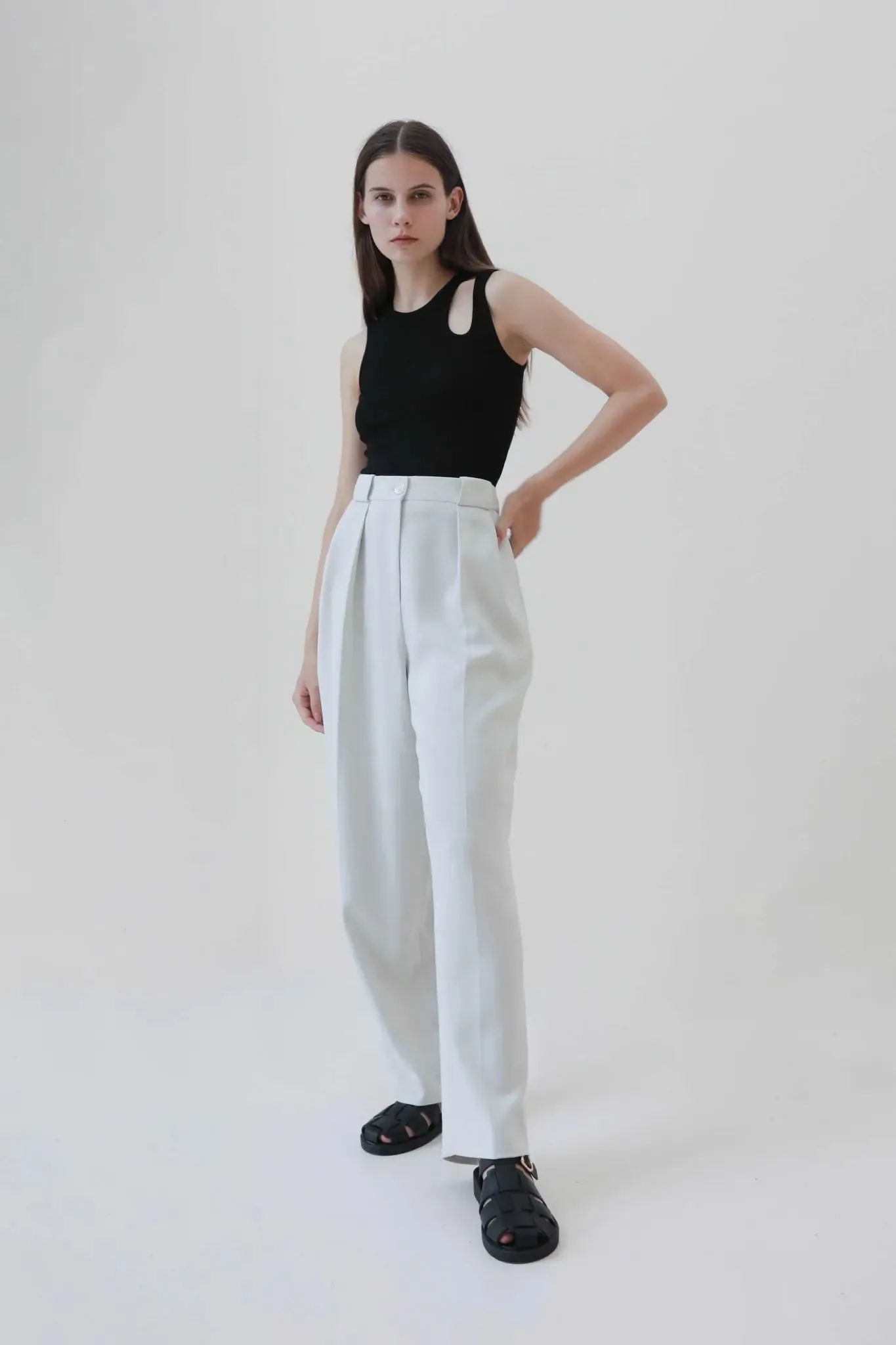 Asymmetrical Black Tank Top