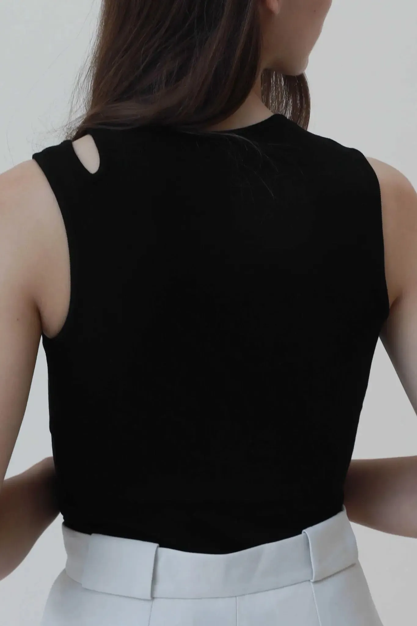 Asymmetrical Black Tank Top