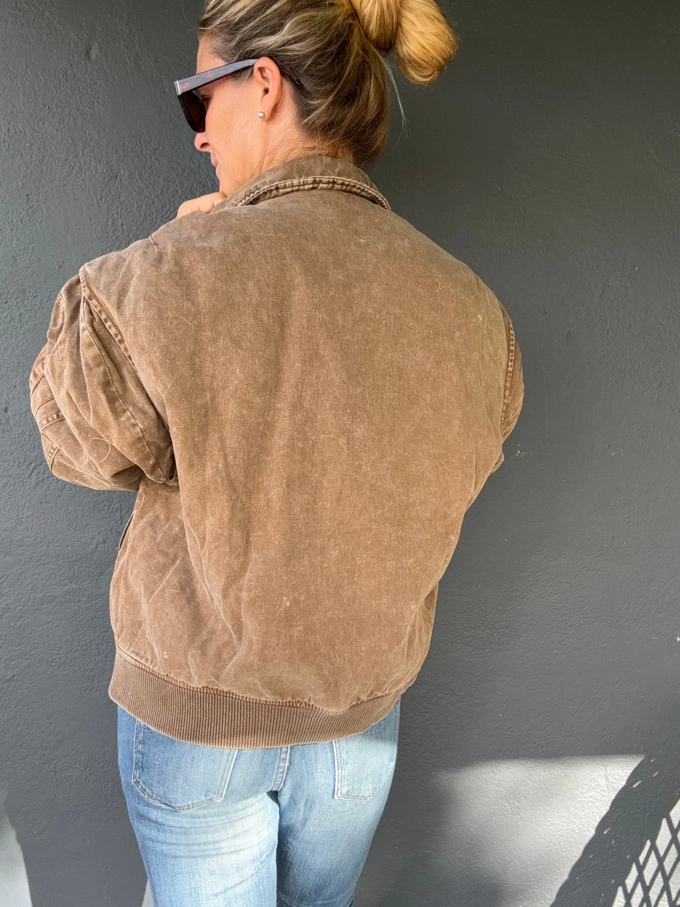 Atop The Mountain Washed Bomber Jacket