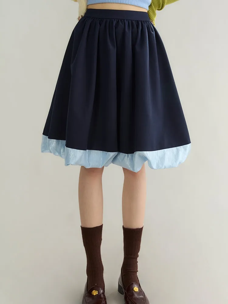 Balloon Bi-Color Retro Flare A-Line Long-Skirt