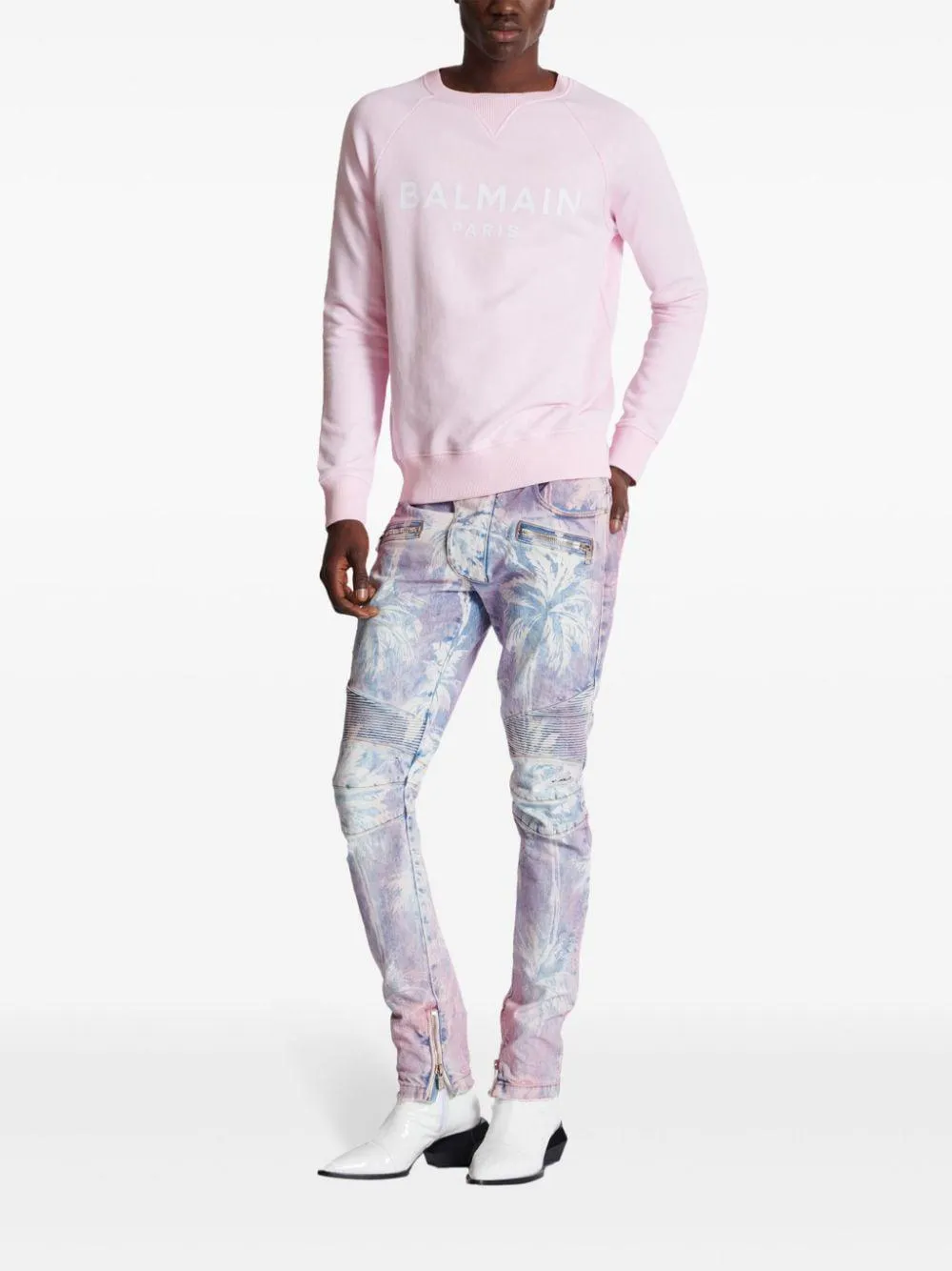 BALMAIN Signature Print Crewneck Sweatshirt