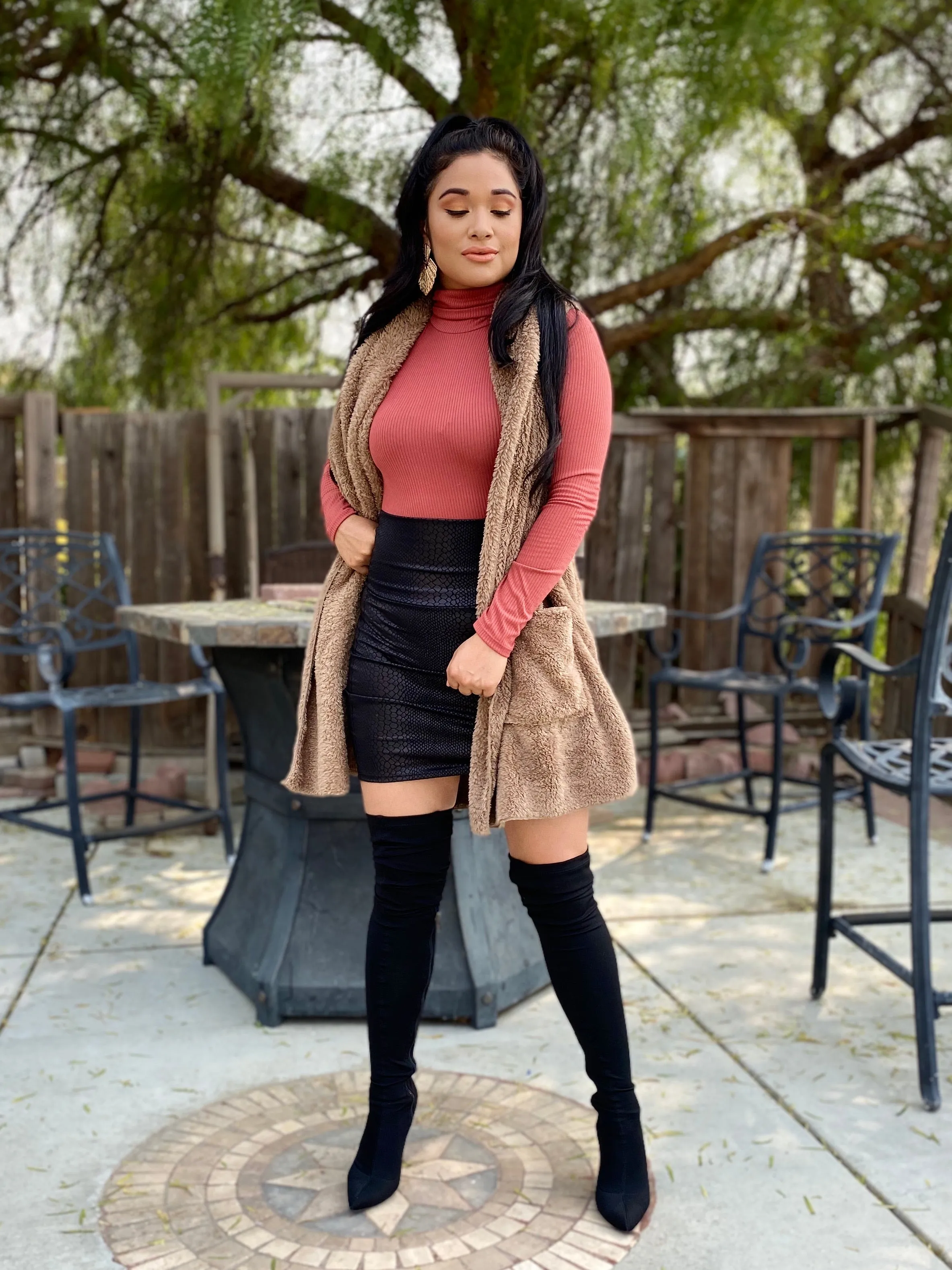 Basic Long Sleeve Turtleneck Bodysuit (muave)