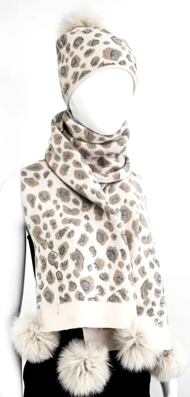 Beige Animal Print Hat