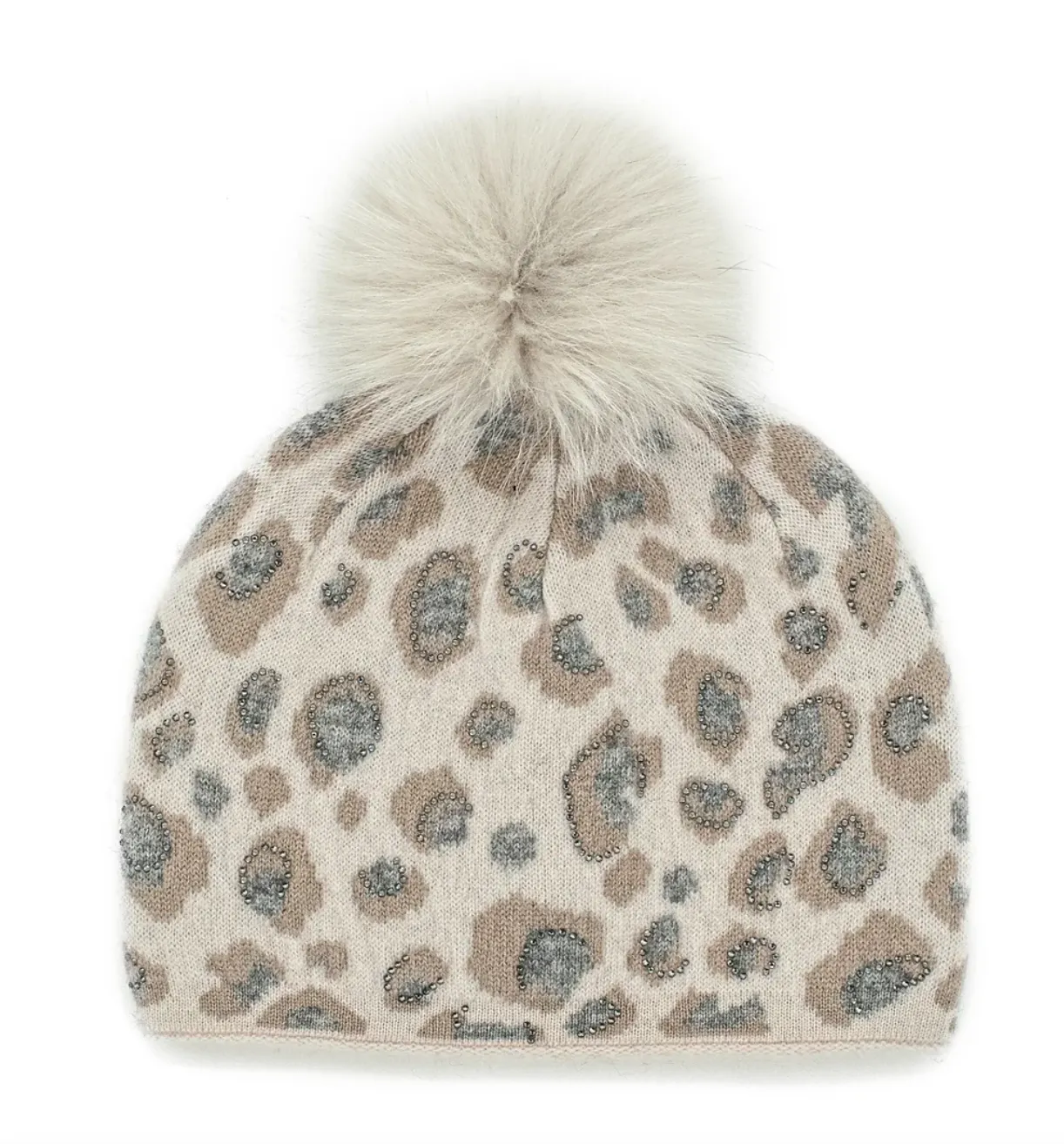 Beige Animal Print Hat